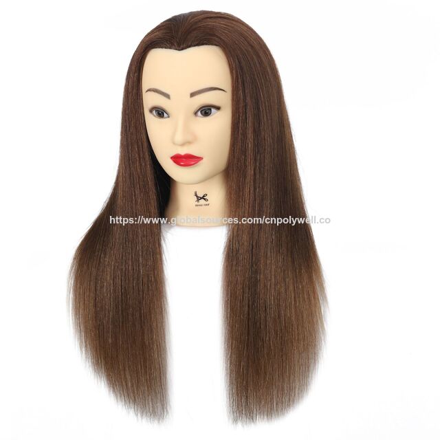 Cabezas de Maniquí para Peluquería con Cabello Real para Entrenamiento y Cabezas Falsas Moldeables para Peinar y Rizar