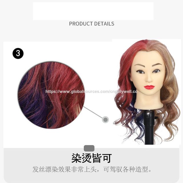 Cabezas de Maniquí para Peluquería con Cabello Real para Entrenamiento y Cabezas Falsas Moldeables para Peinar y Rizar