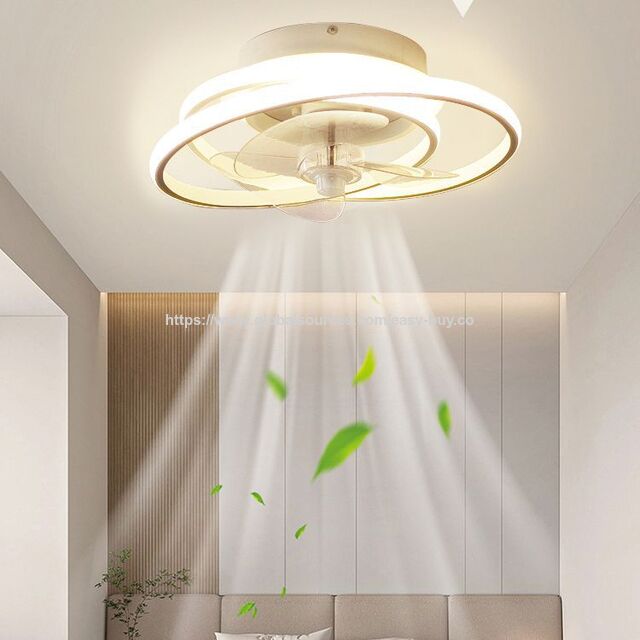 Ventilador de Techo Minimalista y Atmosférico con Control por Voz Inteligente, Lámpara Ventilador para Comedor