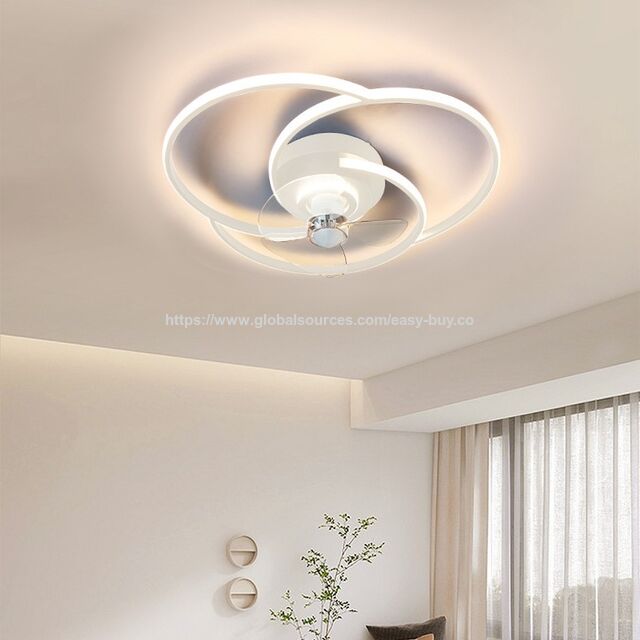 Ventilador de Techo Minimalista y Atmosférico con Control por Voz Inteligente, Lámpara Ventilador para Comedor