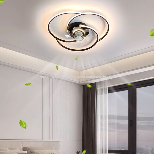 Ventilador de Techo Minimalista y Atmosférico con Control por Voz Inteligente, Lámpara Ventilador para Comedor