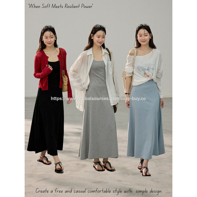 Robe d'été moulante, couleur unie, mi-longue, tricot ajusté à la taille