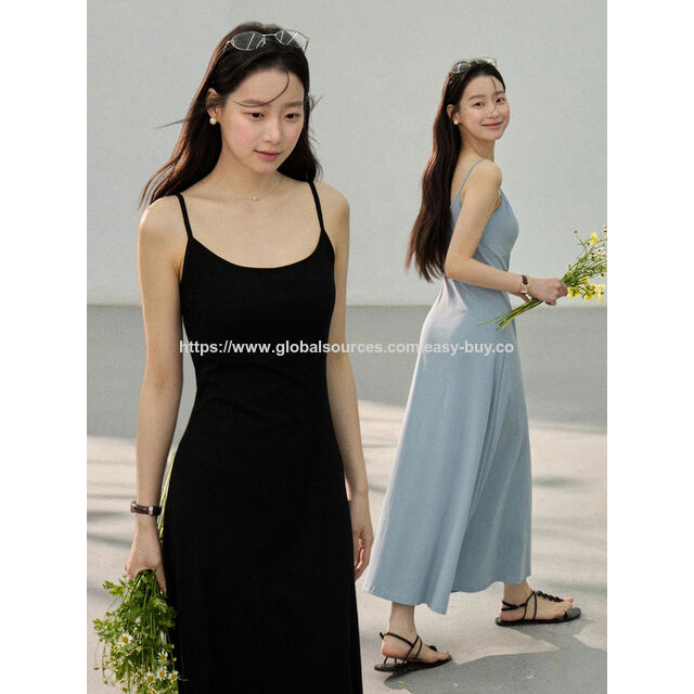 Robe d'été moulante, couleur unie, mi-longue, tricot ajusté à la taille