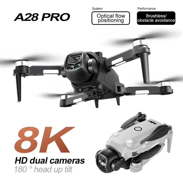 طائرة بدون طيار قابلة للطي بدون فرشاة 8K UHD للتصوير الجوي كاميرا مزدوجة جيروسكوب 6 محاور إرسال 200 متر عمر بطارية طويل تحكم عن بعد