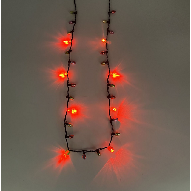 Weihnachts-LED-Lichterkette, Weihnachtsserie, Glühbirne, 8 rote Lichter, kleine blinkende Glühbirne, Halskette