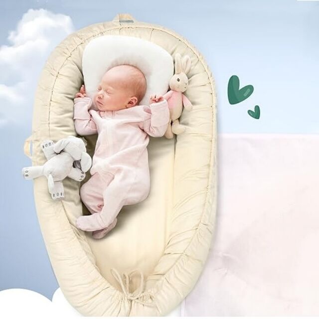 Umweltfreundliche, weiche Baby-Liege mit Reisetasche für 0-12 Monate, Baby-Nestchen-Kissen