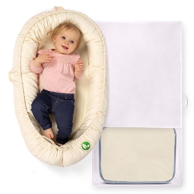 Umweltfreundliche, weiche Baby-Liege mit Reisetasche für 0-12 Monate, Baby-Nestchen-Kissen