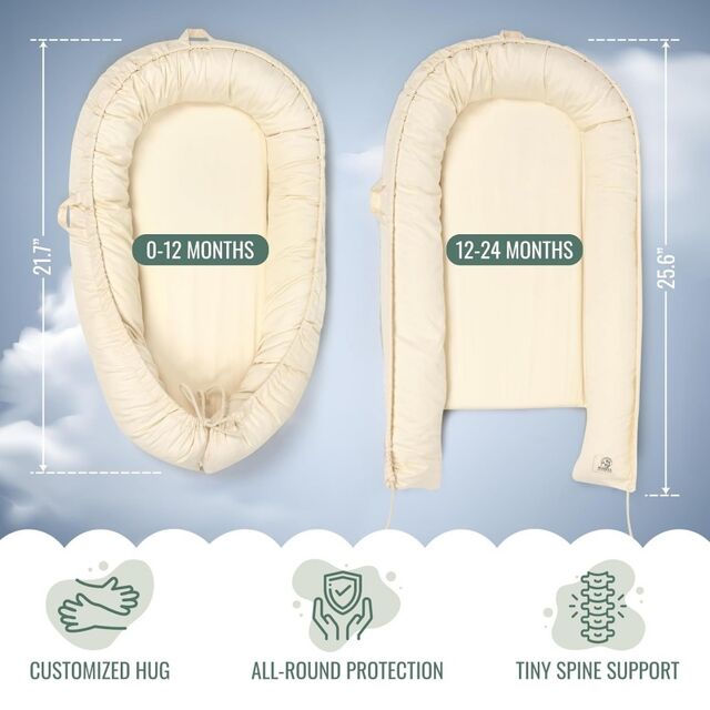 Umweltfreundliche, weiche Baby-Liege mit Reisetasche für 0-12 Monate, Baby-Nestchen-Kissen
