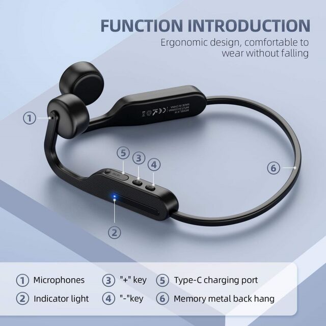 Fones de Ouvido de Orelha Aberta com IA em Promoção, Fones de Ouvido de Condução Óssea com LED, Fones de Ouvido Esportivos à Prova d'Água IPX5 com Redução de Ruído ENC para Corrida