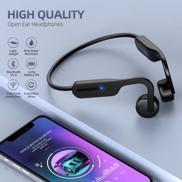 Fones de Ouvido de Orelha Aberta com IA em Promoção, Fones de Ouvido de Condução Óssea com LED, Fones de Ouvido Esportivos à Prova d'Água IPX5 com Redução de Ruído ENC para Corrida