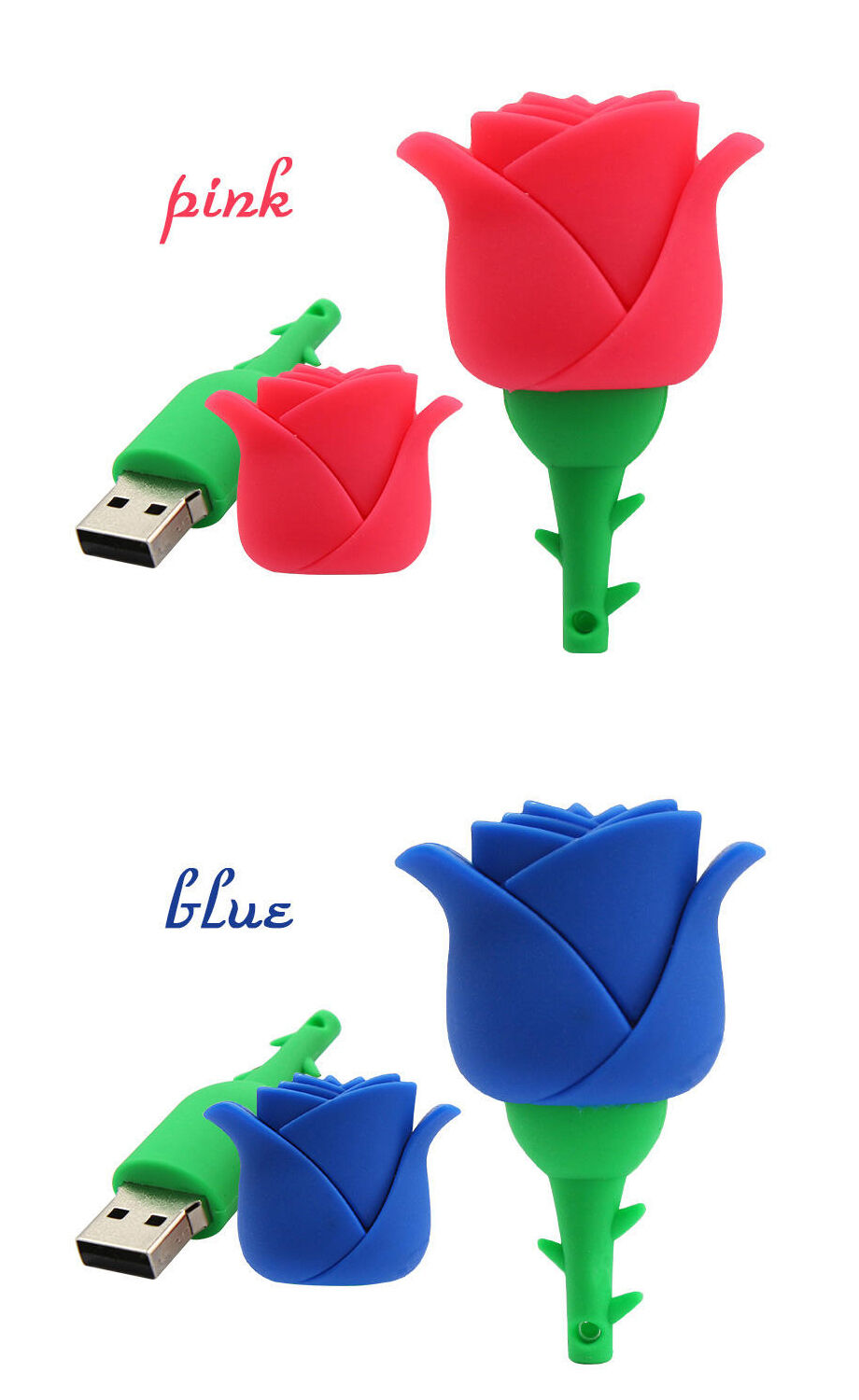 Rose Flashdrive Cartoon Rose Usb Flash Drive Pvc Business Flower Memory Stick 128gb 2gb ...