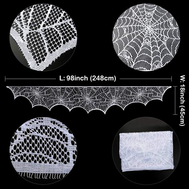 Halloween Dekorationen Schwarze Spitze Spinnennetz Kamin Kaminsims Schal Abdeckung für Halloween Kaminsims Dekor Festliche Partyzubehör