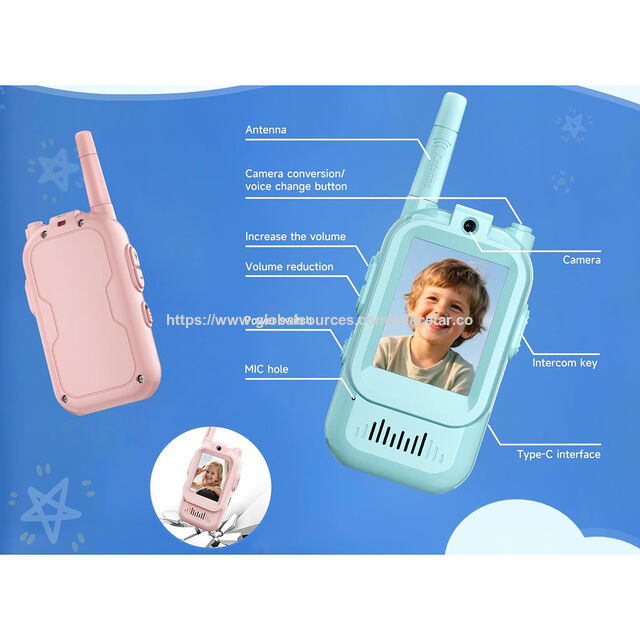 Kinderfreundliche kabellose Walkie-Talkies mit 2,0-Zoll-IPS-Display. 300.000 Pixel.
