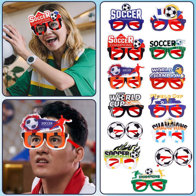 Lunettes de Football Coupe du Monde Qatar 2022 Décoration Rassemblement Fête Encouragement Accessoires Coupe du Monde de Football Lunettes DIY Fête de Fans