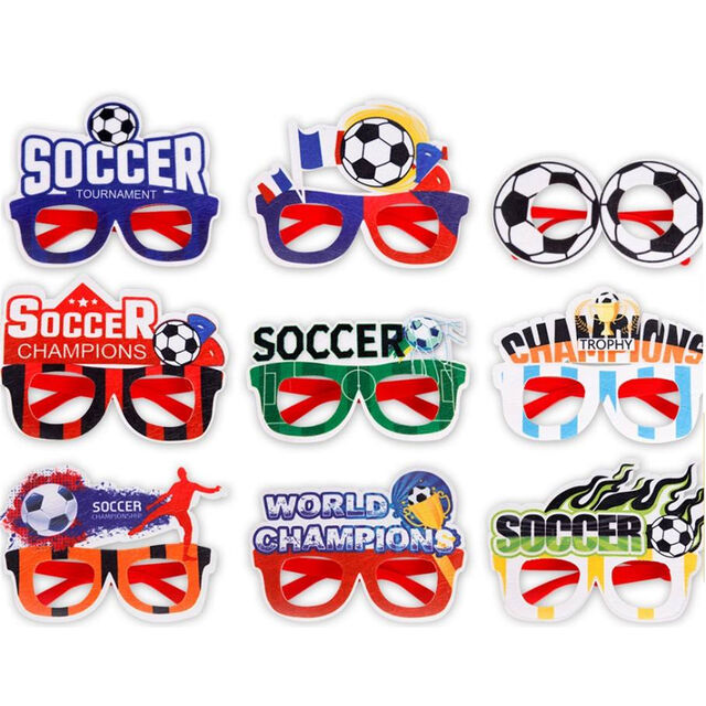 Lunettes de Football Coupe du Monde Qatar 2022 Décoration Rassemblement Fête Encouragement Accessoires Coupe du Monde de Football Lunettes DIY Fête de Fans