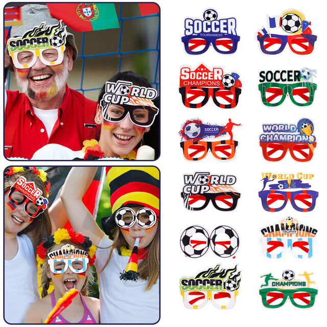 Lunettes de Football Coupe du Monde Qatar 2022 Décoration Rassemblement Fête Encouragement Accessoires Coupe du Monde de Football Lunettes DIY Fête de Fans