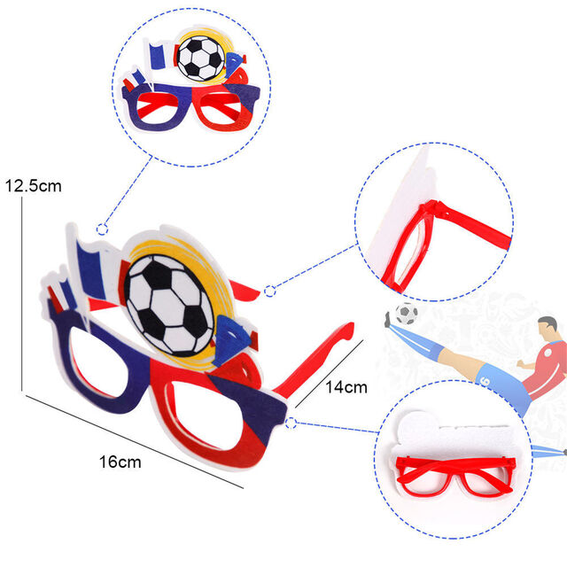 Lunettes de Football Coupe du Monde Qatar 2022 Décoration Rassemblement Fête Encouragement Accessoires Coupe du Monde de Football Lunettes DIY Fête de Fans