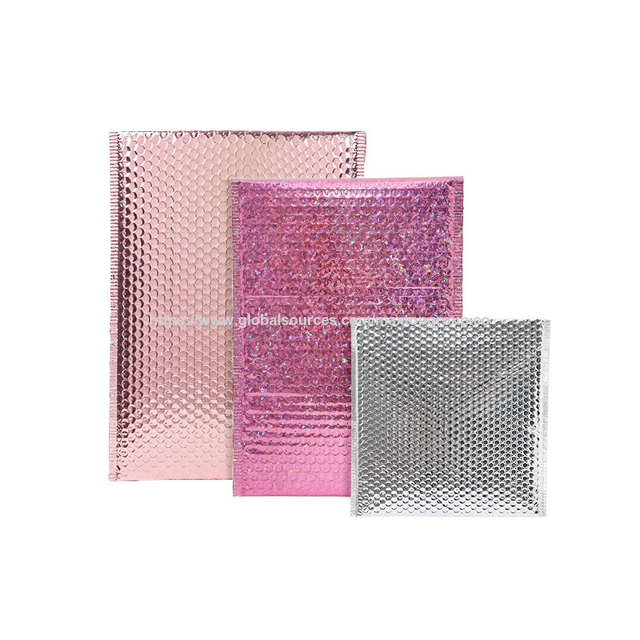 Sacos de bolhas metálicos com impressão personalizada em várias cores, envelopes almofadados para envio expresso