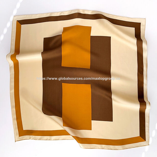Pañuelos de seda personalizados al por mayor para la cabeza y el cabello, estampados, cuadrados, 100% seda de morera china pura - Bufandas de seda