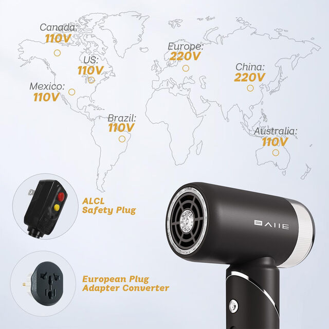 Sèche-cheveux Mini Portable BLDC Haute Vitesse Pliable Ionique Double Tension Large Mini Souffleur avec Diffuseur