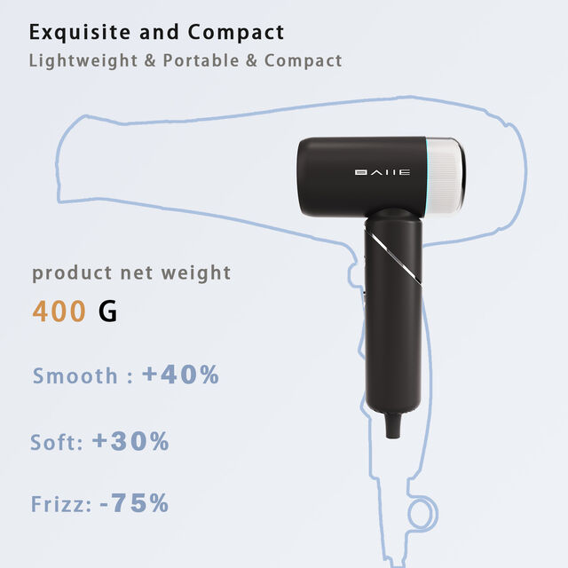 Sèche-cheveux Mini Portable BLDC Haute Vitesse Pliable Ionique Double Tension Large Mini Souffleur avec Diffuseur