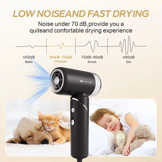 Sèche-cheveux Mini Portable BLDC Haute Vitesse Pliable Ionique Double Tension Large Mini Souffleur avec Diffuseur