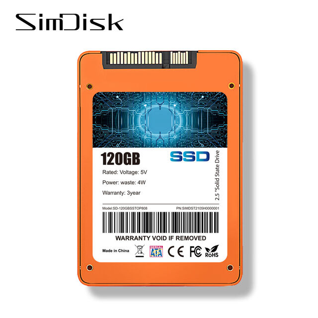 SimDisk SSD SATA Interne 2.5 Pouces 120GB 128GB 256GB 512GB 1TB 2TB Disque SSD Haute Vitesse pour Ordinateurs