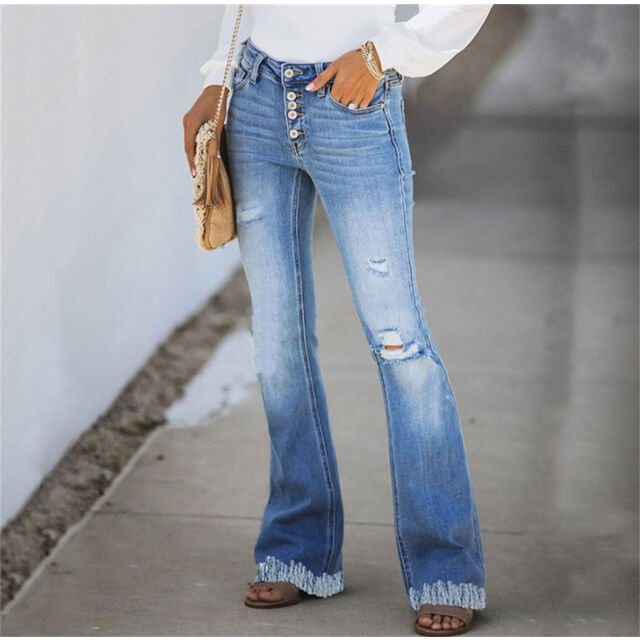 Pantalon Jean en Denim Micro Corne pour Automne Hiver