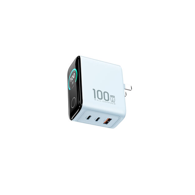 Chargeur Rapide GaN 3-en-1 100W avec 3 Ports USB-C pour Ordinateur Portable avec Affichage Numérique