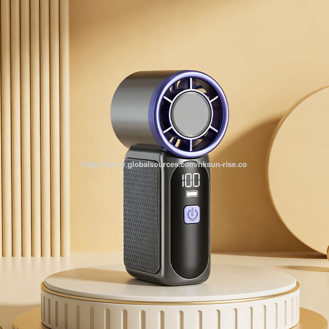 3000mAh 100-stufiger Turbo-Mini-Lüfter - Handventilator mit hoher Geschwindigkeit, Digitalanzeige & Kühlfunktion, USB-wiederaufladbar