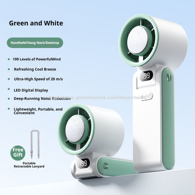 3-in-1 Handheld Tragbarer Lüfter, 3600mAh USB-Ladefunktion, 100-stufig einstellbarer Nacken-Hängeventilator für den Außenbereich, mit individuellem Logo
