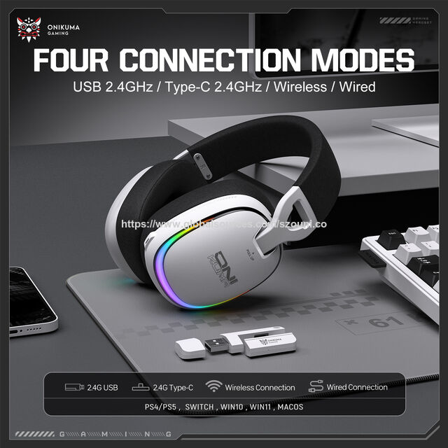 Casque de Jeu Sans Fil ONIKUMA GT805 avec Microphone Avancé à Réduction de Bruit et Éclairage RVB pour PS5, PC, Switch - Drivers de 50mm