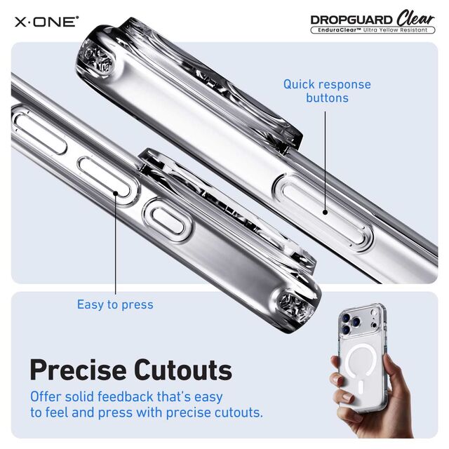 Coque de Protection X-ONE 360°, Hauteur de Chute 3 mètres, Transparente Claire, Protection Anti-Chocs TPU+PC pour iPhone 17
