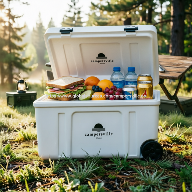 Caixa Térmica Externa de Fábrica 32L com Alça - Baú de Gelo Durável e Portátil para Camping, Caminhadas e Armazenamento de Alimentos