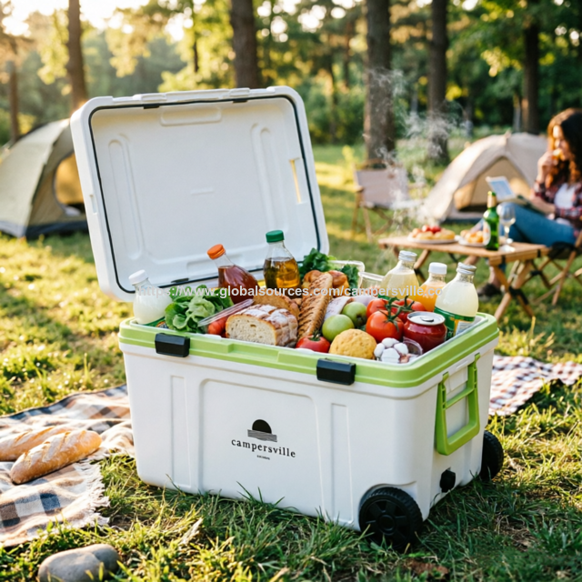 Caixa Térmica Externa de Fábrica 32L com Alça - Baú de Gelo Durável e Portátil para Camping, Caminhadas e Armazenamento de Alimentos