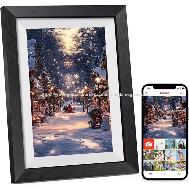 Moldura de Foto Digital Inteligente de 10.1 Polegadas com Tela Sensível ao Toque, WiFi, IPS HD e Armazenamento de 32GB - Compartilhe Fotos Via Frameo