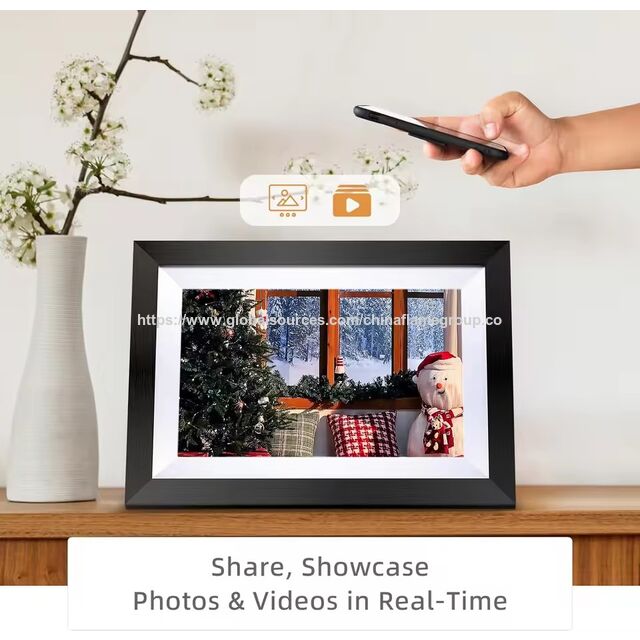Moldura de Foto Digital Inteligente de 10.1 Polegadas com Tela Sensível ao Toque, WiFi, IPS HD e Armazenamento de 32GB - Compartilhe Fotos Via Frameo