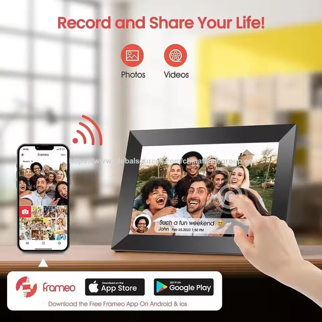 Moldura de Foto Digital Inteligente de 10.1 Polegadas com Tela Sensível ao Toque, WiFi, IPS HD e Armazenamento de 32GB - Compartilhe Fotos Via Frameo