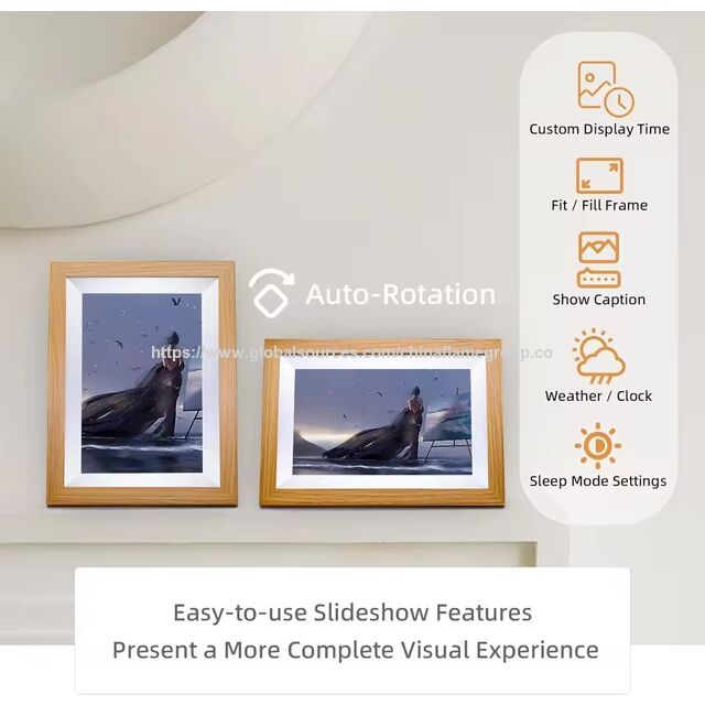 Moldura de Foto Digital Inteligente de 10.1 Polegadas com Tela Sensível ao Toque, WiFi, IPS HD e Armazenamento de 32GB - Compartilhe Fotos Via Frameo