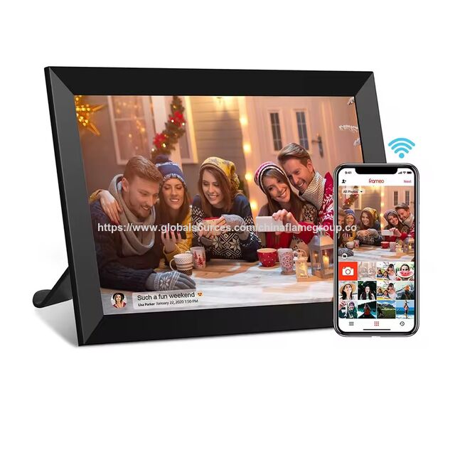 Moldura de Foto Digital Inteligente de 10.1 Polegadas com Tela Sensível ao Toque, WiFi, IPS HD e Armazenamento de 32GB - Compartilhe Fotos Via Frameo