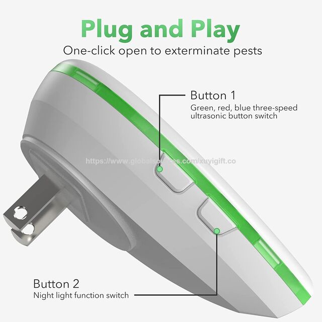 Novo Repelente Ultrassônico de Mosquitos, Repelente Multifuncional de Insetos Plug-in para Interior com Luz Noturna LED