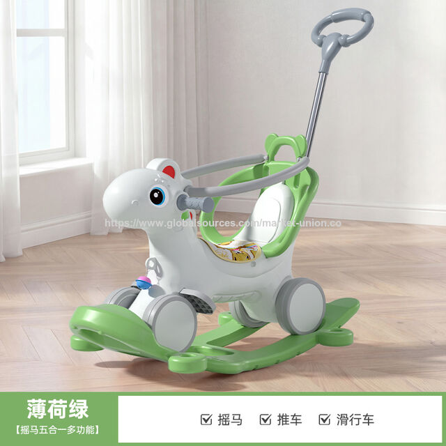 Caballo Mecedor Multifuncional para Bebé, Juguete Convertible en Columpio, Trampolín y Coche de Empuje para Niños Pequeños