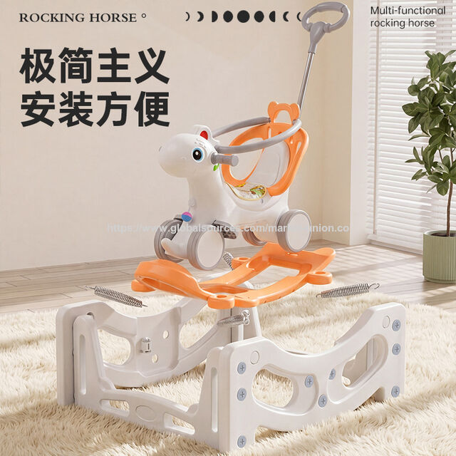 Caballo Mecedor Multifuncional para Bebé, Juguete Convertible en Columpio, Trampolín y Coche de Empuje para Niños Pequeños