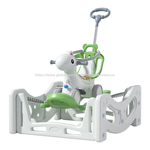 Caballo Mecedor Multifuncional para Bebé, Juguete Convertible en Columpio, Trampolín y Coche de Empuje para Niños Pequeños