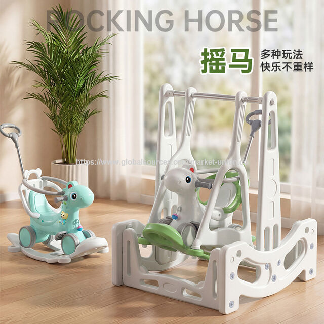 Caballo Mecedor Multifuncional para Bebé, Juguete Convertible en Columpio, Trampolín y Coche de Empuje para Niños Pequeños