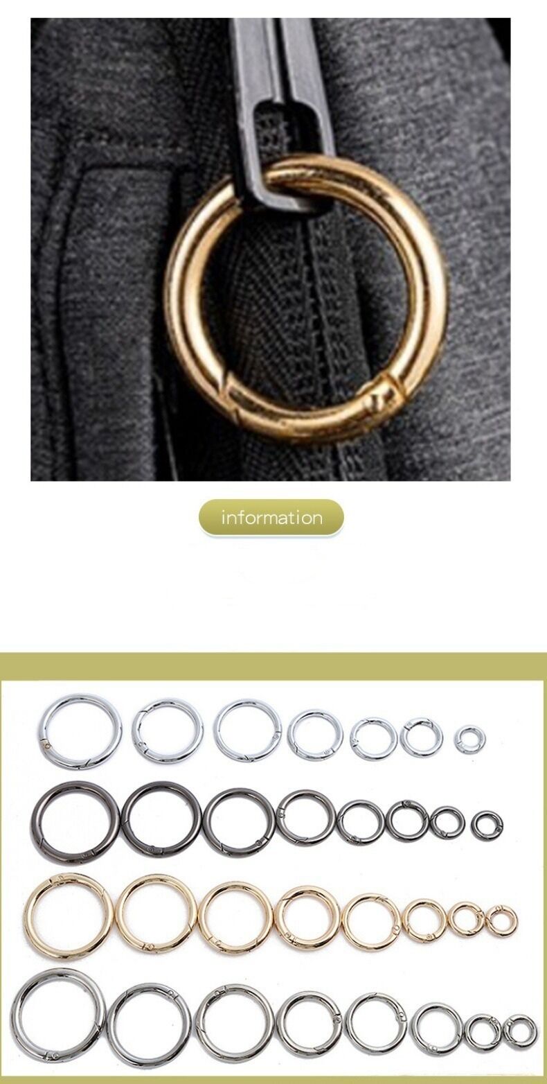 Zinc Alloy Spring O Ring, Round Spring Snap Gate Ring For Bag