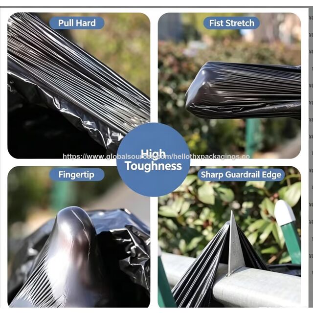 Bolsas de Basura HDPE Negras de Alta Resistencia con Parte Superior Plana para Residuos Comerciales e Industriales