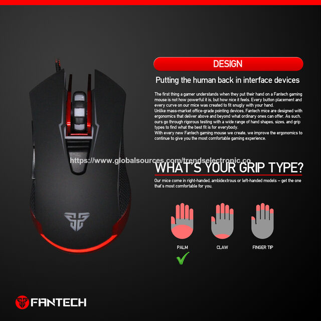 Ratón óptico para juegos Fantech con cable, 6D, 2400 DPI