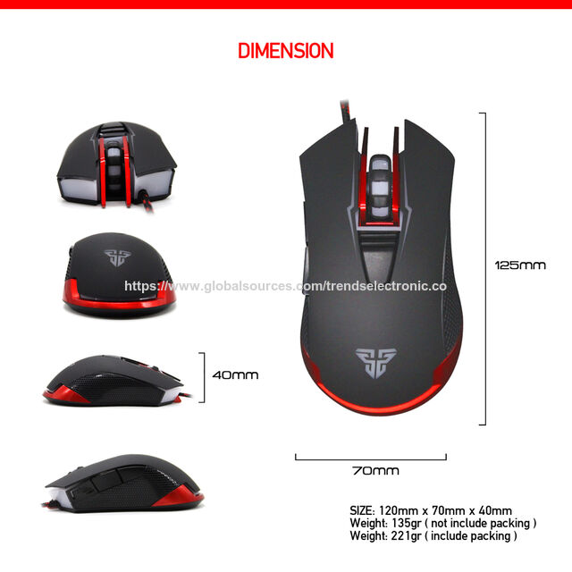 Ratón óptico para juegos Fantech con cable, 6D, 2400 DPI