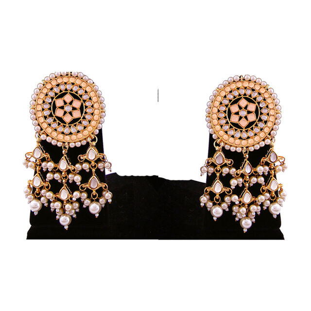 Boucles d'oreilles pendantes lustre ethnique cristal plaqué or